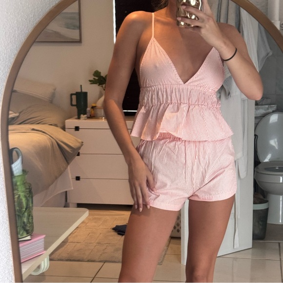 Orange Striped Women's Two Piece Set - Picture 1 of 3